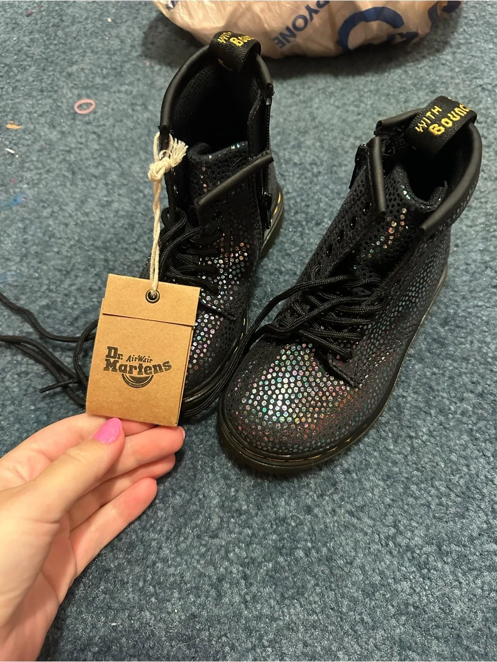Dr. Martens kids Black Iridescent Pascal Boots